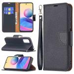 For Xiaomi Poco M3 Pro / Redmi Note 10 5G Litchi Texture Pure Color Horizontal Flip Leather Case with Holder & Card Slots & Wallet & Lanyard(Black)