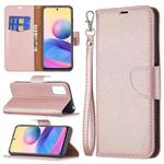For Xiaomi Poco M3 Pro / Redmi Note 10 5G Litchi Texture Pure Color Horizontal Flip Leather Case with Holder & Card Slots & Wallet & Lanyard(Rose Gold)