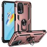 For OPPO A54 4G Shockproof TPU + PC Protective Case with 360 Degree Rotating Holder(Rose Gold)