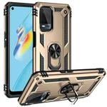 For OPPO A54 4G Shockproof TPU + PC Protective Case with 360 Degree Rotating Holder(Gold)