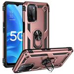 For OPPO A55 5G Shockproof TPU + PC Protective Case with 360 Degree Rotating Holder(Rose Gold)