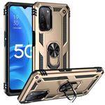 For OPPO A55 5G Shockproof TPU + PC Protective Case with 360 Degree Rotating Holder(Gold)