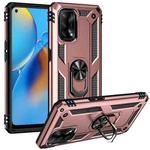 For OPPO A74 4G / F19 Shockproof TPU + PC Protective Case with 360 Degree Rotating Holder(Rose Gold)