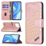 For Xiaomi Mi 11 Lite Matching Color Crocodile Texture Horizontal Flip PU Leather Case with Wallet & Holder & Card Slots(Rose Gold)