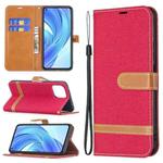 For Xiaomi Mi 11 Lite Color Matching Denim Texture Horizontal Flip Leather Case with Holder & Card Slots & Wallet & Lanyard(Red)