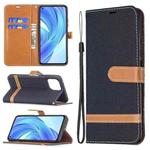 For Xiaomi Mi 11 Lite Color Matching Denim Texture Horizontal Flip Leather Case with Holder & Card Slots & Wallet & Lanyard(Black)