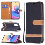 For Xiaomi Poco M3 Pro / Redmi Note 10 5G Color Matching Denim Texture Horizontal Flip Leather Case with Holder & Card Slots & Wallet & Lanyard(Black)