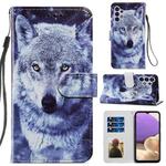 For Samsung Galaxy A32 5G Painted Pattern Horizontal Flip Leather Case with Holder & Card Slots & Photo Frame(White Wolf)