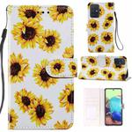 For Samsung Galaxy A71 Painted Pattern Horizontal Flip Leather Case with Holder & Card Slots & Photo Frame(Sunflower)