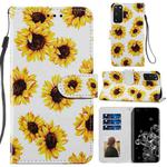 For Samsung Galaxy S20 Painted Pattern Horizontal Flip Leather Case with Holder & Card Slots & Photo Frame(Sunflower)