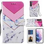 For Samsung Galaxy S21 5G Painted Pattern Horizontal Flip Leather Case with Holder & Card Slots & Photo Frame(Smoke Marble)