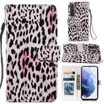 For Samsung Galaxy S21 FE 5G Painted Pattern Horizontal Flip Leather Case with Holder & Card Slots & Photo Frame(Leopard)