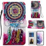 For Samsung Galaxy S21 Ultra 5G Painted Pattern Horizontal Flip Leather Case with Holder & Card Slots & Photo Frame(Dreamcatcher)