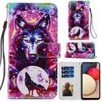 For Samsung Galaxy A02s EU Version Painted Pattern Horizontal Flip Leather Case with Holder & Card Slots & Photo Frame(Wolf Totem)