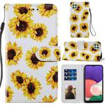 For Samsung Galaxy A22 5G Painted Pattern Horizontal Flip Leather Case with Holder & Card Slots & Photo Frame(Sunflower)
