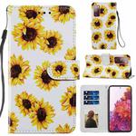 For Samsung Galaxy S20 FE Painted Pattern Horizontal Flip Leather Case with Holder & Card Slots & Photo Frame(Sunflower)