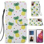 For Samsung Galaxy S20 FE Painted Pattern Horizontal Flip Leather Case with Holder & Card Slots & Photo Frame(Pineapple)