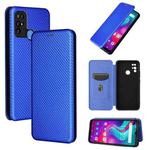 For Doogee X96 Pro Carbon Fiber Texture Horizontal Flip TPU + PC + PU Leather Case with Card Slot(Blue)