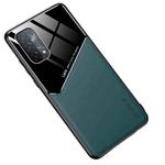 For OPPO A74 5G All-inclusive Leather + Organic Glass Protective Case with Metal Iron Sheet(Dark Green)