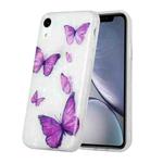For iPhone XR Shell Texture Pattern Full-coverage TPU Shockproof Protective Case(Purple Butterflies)