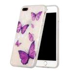 Shell Texture Pattern Full-coverage TPU Shockproof Protective Case For iPhone 7 Plus / 8 Plus(Purple Butterflies)