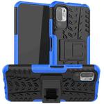 For Xiaomi Redmi Note 10 5G Tire Texture Shockproof TPU+PC Protective Case with Holder(Blue)