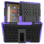 For Amazon Fire HD 10 2021 Tire Texture Shockproof TPU+PC Protective Case with Holder(Purple)