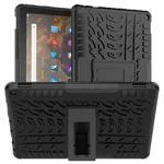 For Amazon Fire HD 10 2021 Tire Texture Shockproof TPU+PC Protective Case with Holder(Black)