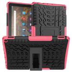 For Amazon Fire HD 10 2021 Tire Texture Shockproof TPU+PC Protective Case with Holder(Pink)