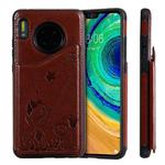 For Huawei Mate 30 Cat Bee Embossing Pattern Shockproof Protective Case with Card Slots & Photo Frame(Brown)