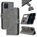 Stitching Style 2-Color Cow Texture Horizontal Flip PU Leather Case with Holder & Card Slot & Lanyard For iPhone 12 Pro Max(Gray)