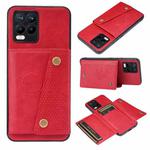For OPPO Realme 8 / 8 Pro Double Buckle PU + TPU Shockproof Magnetic Protective Case with Card Slot & Holder(Red)
