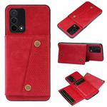 For OPPO K9 Double Buckle PU + TPU Shockproof Magnetic Protective Case with Card Slot & Holder(Red)