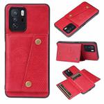 For Xiaomi Redmi Note 10 Pro 5G Double Buckle PU + TPU Shockproof Magnetic Protective Case with Card Slot & Holder(Red)