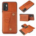 For Xiaomi Redmi Note 10 5G Double Buckle PU + TPU Shockproof Magnetic Protective Case with Card Slot & Holder(Brown)