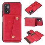 For Xiaomi Redmi Note 10 5G Double Buckle PU + TPU Shockproof Magnetic Protective Case with Card Slot & Holder(Red)