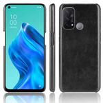 For OPPO Reno5 A Shockproof Litchi Texture PC + PU + Flannel Case(Black)