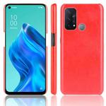 For OPPO Reno5 A Shockproof Litchi Texture PC + PU + Flannel Case(Red)