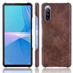 For Sony Xperia 1 III Shockproof Litchi Texture PC + PU Case(Brown)
