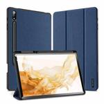 For Samsung Galaxy Tab S8+ / Tab S8 Plus /  Tab S7 FE / Tab S7+ DUX DUCIS Domo Series Horizontal Flip Magnetic PU Leather Case with Three-folding Holder & Wake-up / Sleep Function(Blue)