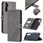 For OPPO Realme 6 Pro Stitching Style 2-Color Cow Texture Horizontal Flip PU Leather Case with Holder & Card Slot & Lanyard(Gray)