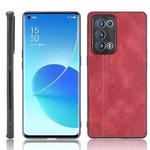 For OPPO Reno6 Pro+ Shockproof Sewing Cow Pattern Skin PC + PU + TPU Case(Red)