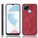 For OPPO Realme C21 Shockproof Sewing Cow Pattern Skin PC + PU + TPU Case(Red)