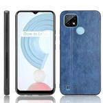 For OPPO Realme C21 Shockproof Sewing Cow Pattern Skin PC + PU + TPU Case(Blue)