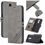 For Xiaomi Redmi K30 Stitching Style 2-Color Cow Texture Horizontal Flip PU Leather Case with Holder & Card Slot & Lanyard(Gray)