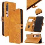 For Xiaomi Mi 10 5G / Mi 10 Pro 5G Stitching Style 2-Color Cow Texture Horizontal Flip PU Leather Case with Holder & Card Slot & Lanyard(Yellow)