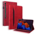 For Samsung Galaxy Tab S8 / Galaxy Tab S7 2020 SM-T870 / SM-T875 Business Shockproof Horizontal Flip Leather Case with Holder & Card Slots & Photo Frame & Pen Slot & Sleep / Wake-up Function(Red)
