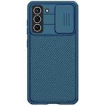 For Samsung Galaxy S21 FE 5G NILLKIN Black Mirror Pro Series Camshield Full Coverage Dust-proof Scratch Resistant Phone Case(Blue)