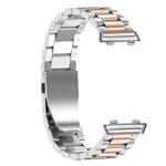 For OPPO Watch 41mm Three-beads Steel Watch Band(Silver Rose Gold)