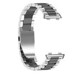 For OPPO Watch 46mm Three-beads Steel Watch Band(Silver Black)